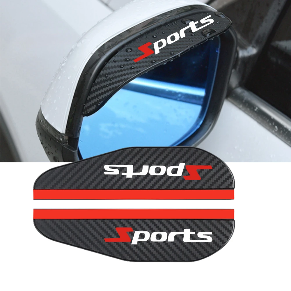 2 Pcs Car Rearview Mirror Rain Eyebrow Rearview Mirror Sports logo For Yaris Corolla Camry Highlander CHR Sport Accessories