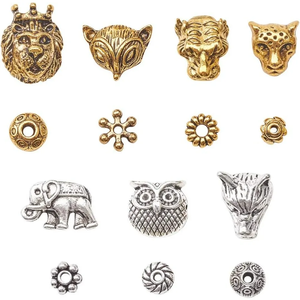 280pcs 14 Style Jewelry Spacers Antique Silver Bronze Animal Spacer Beads Metal Spacers Jewelry Findings Accessories