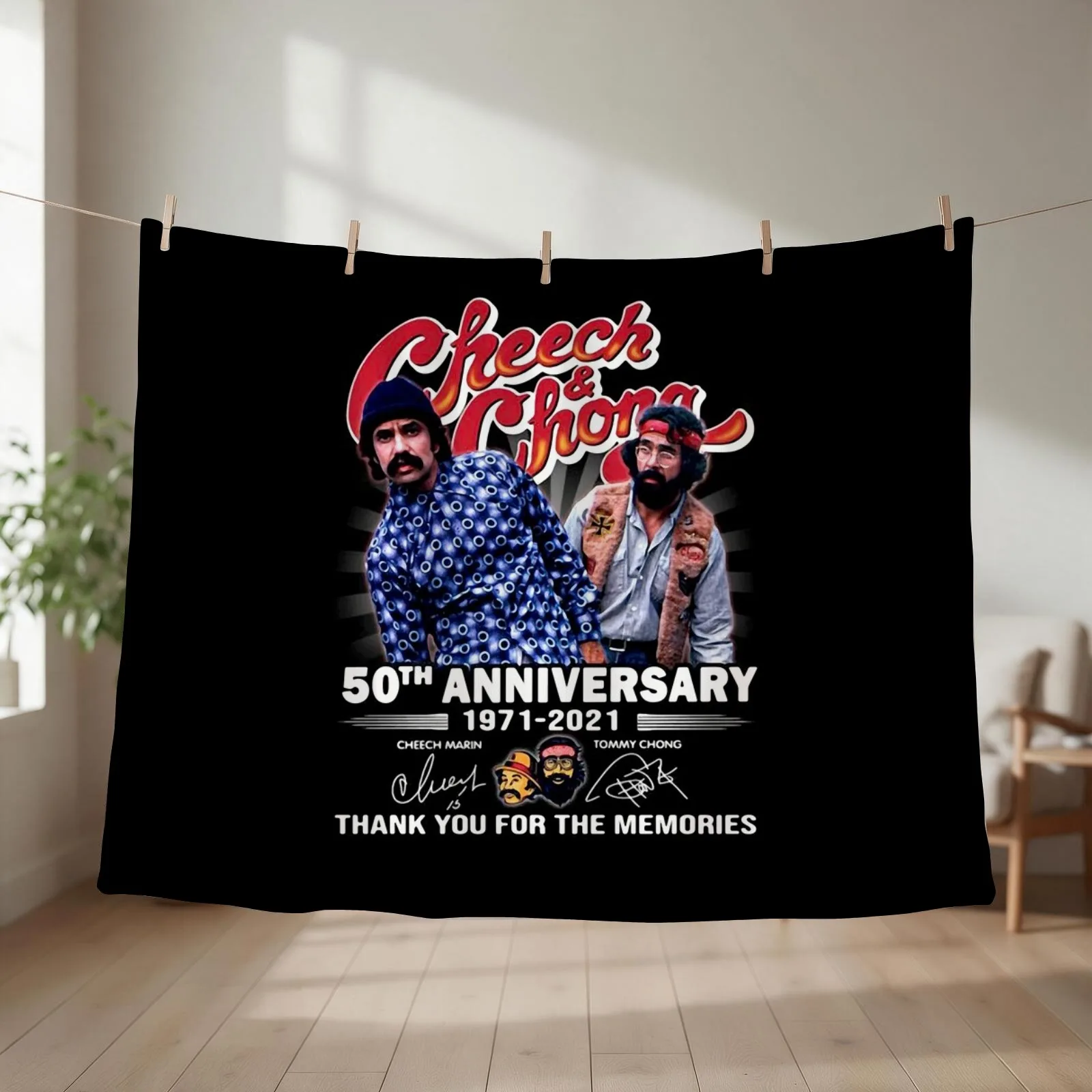 Cheech & Chong 50th Anniversary 1971-2021 Throw Blanket couch cozy soft plush fuzzy picnic outdoor blanket
