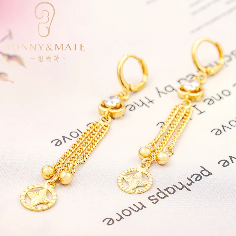 New Temperament 18K Gold Plated Brass Tassel Earrings Party Gift Fashion Jewelry Women's Earrings