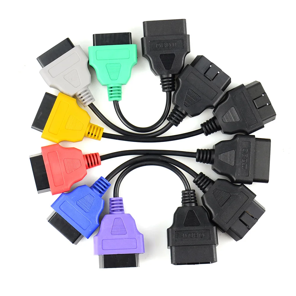 6pcs 6 Color OBD2 16Pin OBD Adapter for Fiat ECU Scannner OBD2 Connector Cable for Fiat/Alfa Romeo/Lancia ECU Scan MultiECUScan