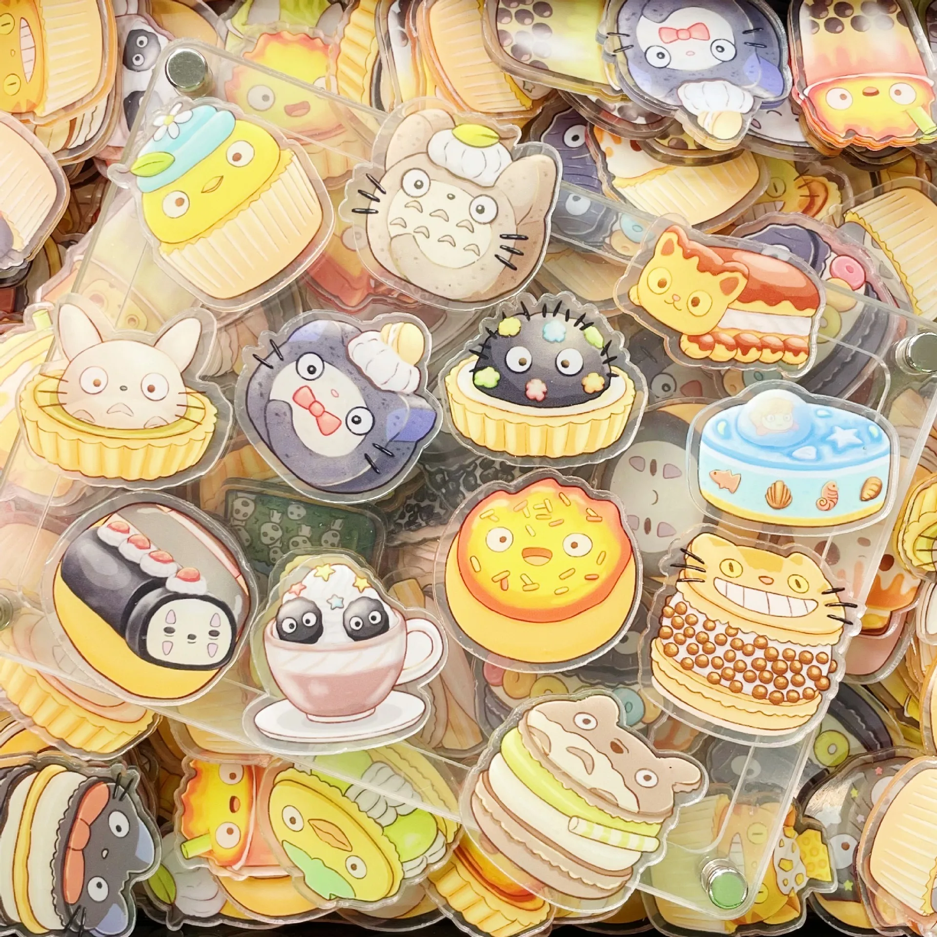 4cm Sanrio ONE PIECE Demon Slayer Acrylic Kitty Cartoon Sanrio Series Handmade DIY Pokemon Keychain PP Clip Accessories Material