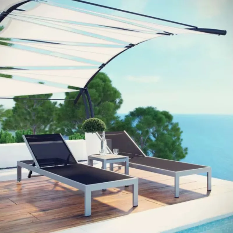 Adjustable Swimming Pool Upholstery Chaise Lounge Outdoor Hotel Water Proof Sun Lounger Garden Recliner Deck Beach Chair