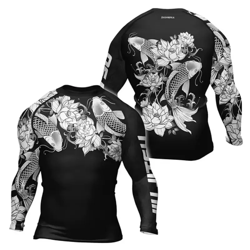 3D Printed Casual Long Sleeve Men's Retro Quick Dry Compression Shirt for Fitness Jiu Jitsu Practice 2026 Trendy Sportswear