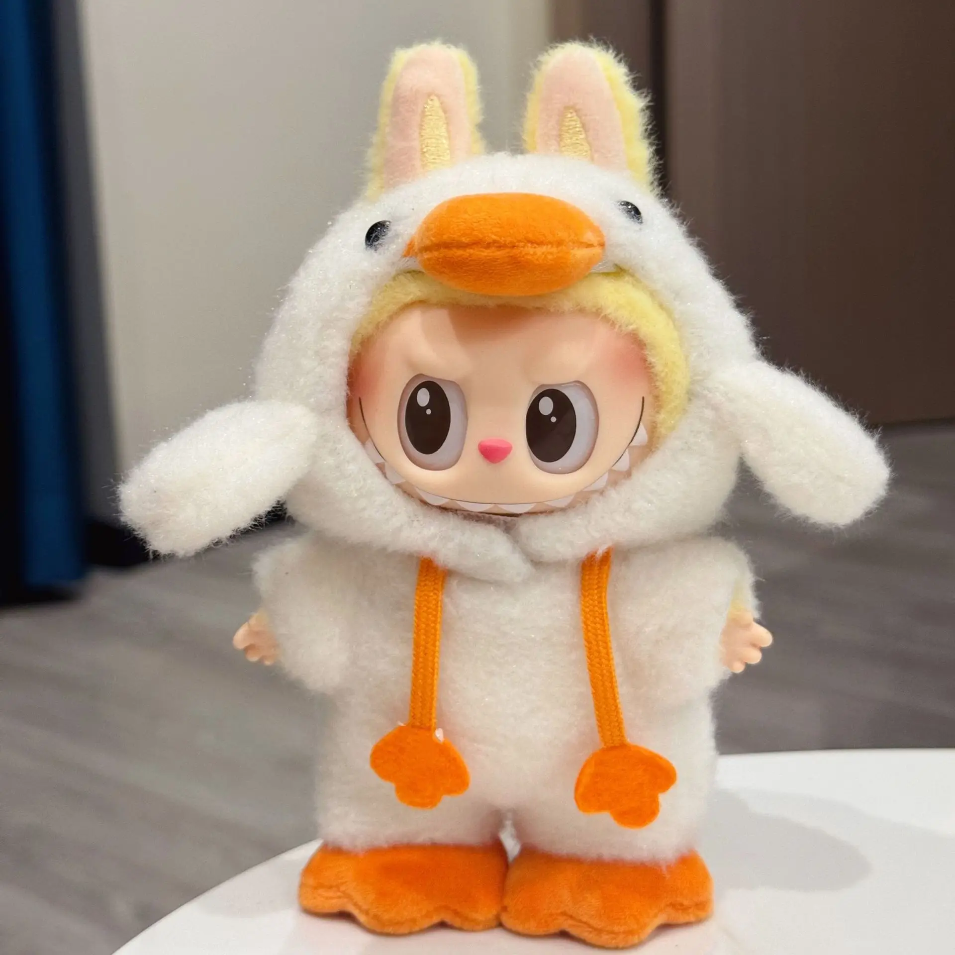

Clothes For Labubu 15/17Cm Dolls Gen 1-3 Cute Plush Duck Costume With Shoes Set Clothing Accessories