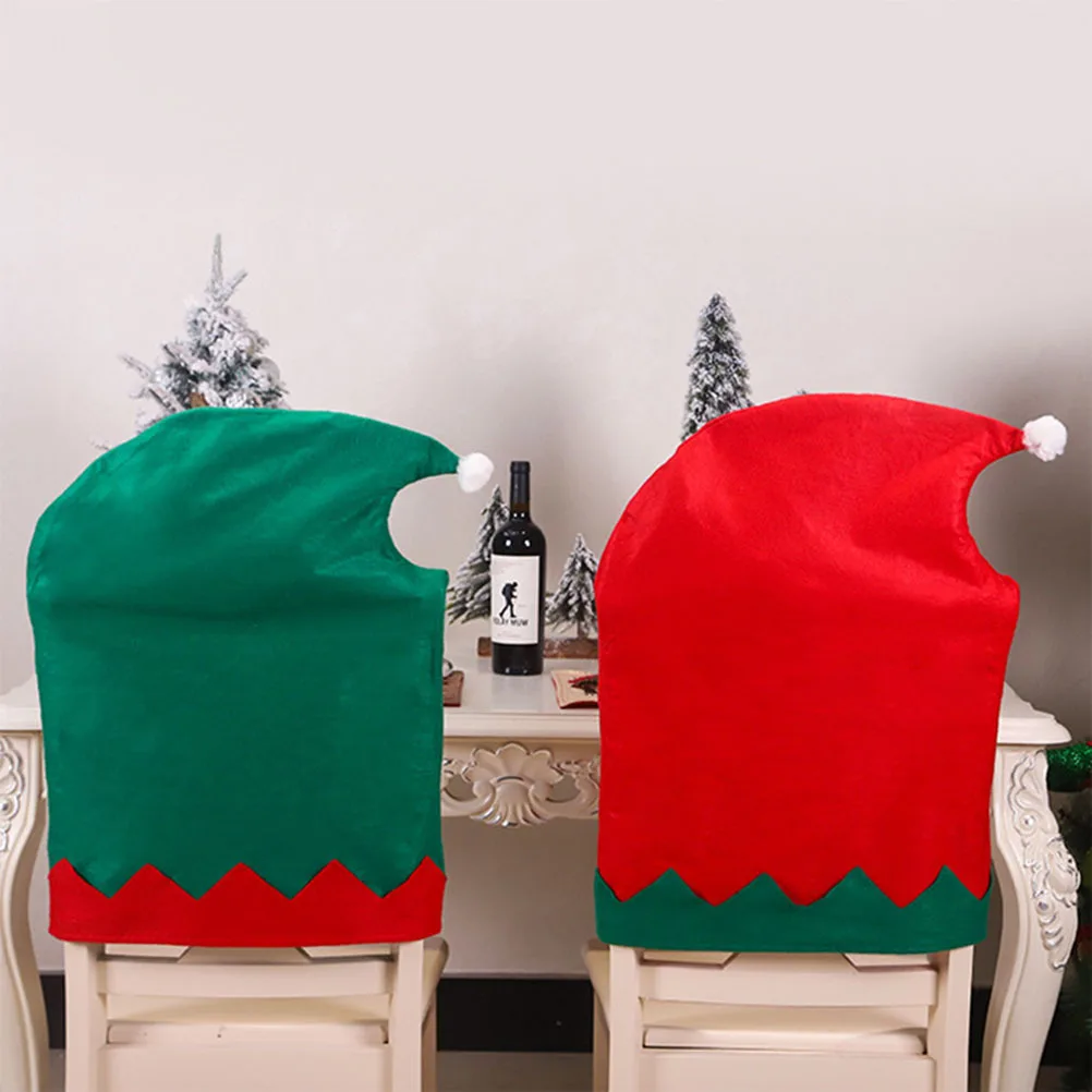 

4Pcs Chair Covers Christmas Design Green Red Wrinkle Resistant Protective Seat Cover for Home Hotel Chair Cover