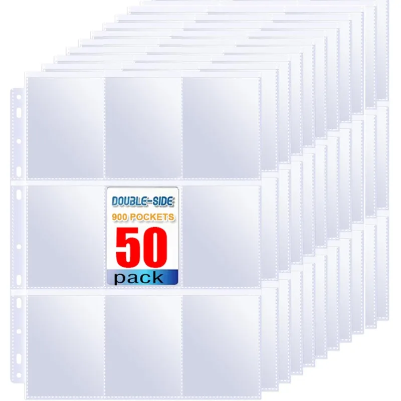 

50/5pcs 9 Pocket Trading Gaming Card Sleeves A4 Double Side Storage Album Binder Pages Card Collection Holder Idol Photo Albums