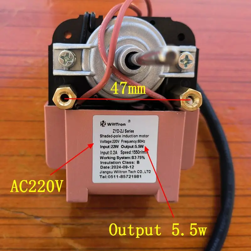 ZYD-2J Series ตู้แช่แข็งพัดลมมอเตอร์สําหรับ Whirlpool ตู้ทําความเย็นตู้แช่แข็งกล่องอะไหล่มอเตอร์เหนี่ยวนํา 22W 5.5W 1550RPM 220V