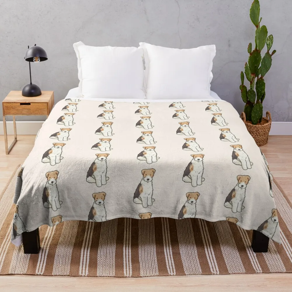 

Cute Wire Fox Terrier dog illustration Throw Blanket