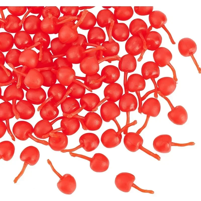 100pcs Miniature Simulation Cherries Artificial Cherry Decorations 3D Cherry Fruit Pretend Play Mini Fruit for Party Decor Home