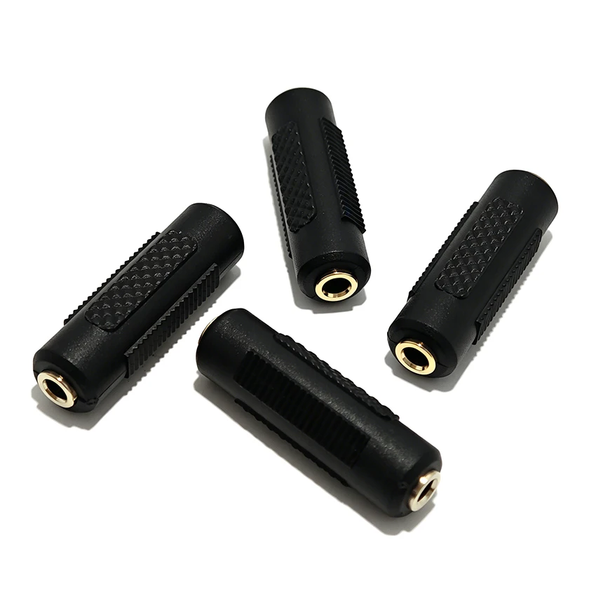 2pcs 3.5mm Black Nickel Plated/Gold-Plated Female to Female Audio Adapter 3.5 Dual Female Adapter Earphone Audio Extension Head