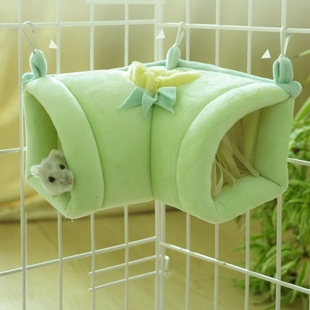 Hamster Right Angle Cage Tunnel Hammock Plush Hamsters Playing Tunnels Winter Warm Cage For Guinea Squirrel Rabbit Chinchilla