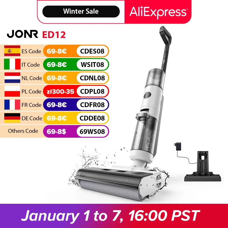 Jonr ED12 Cordless Vaccum Cleaner 9000Pa Wireless Vacuum Cleaner Mop Self-Cleaning Professional For Smart Home Appliances