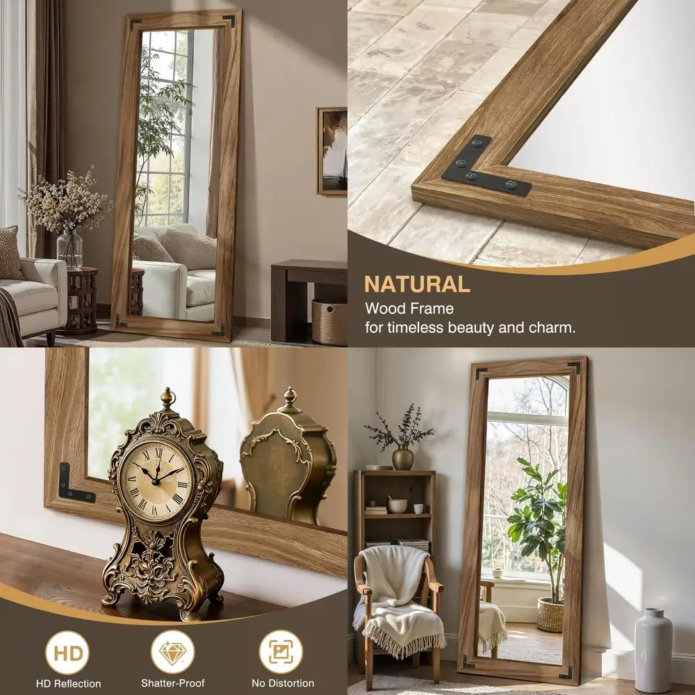 

Зеркало напольное из массива дерева 65 x 24 дюйма для декора дома: для спальни, гостиной или прихожей