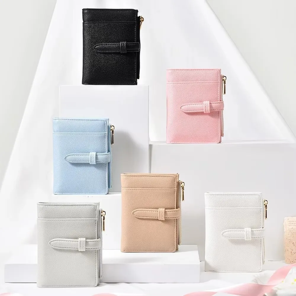 

Multifunctional PU Women's Wallet 2 Folds Multi-Cards Slot Credit Cards Holder Solid Color Korea Style Mini Coin Pocket Student