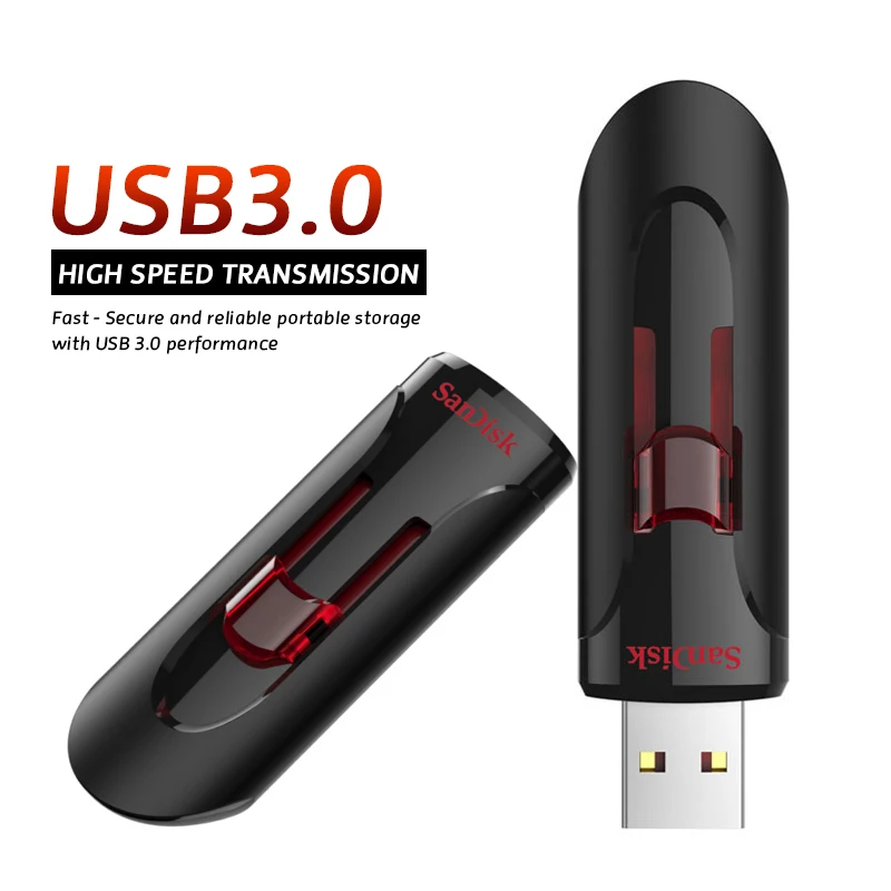 Оригинальный USB-накопитель SanDisk Cruzer Glide 3.0, 256 ГБ, 128 ГБ, 64 ГБ, 32 ГБ, 16 ГБ, диск для компьютера, USB-накопитель