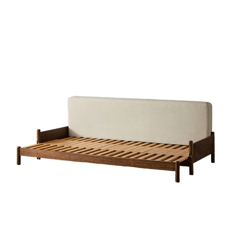 

Simple solid wood sofa bed Small apartment living room dual-purpose multi-function retractable folding sofa bed