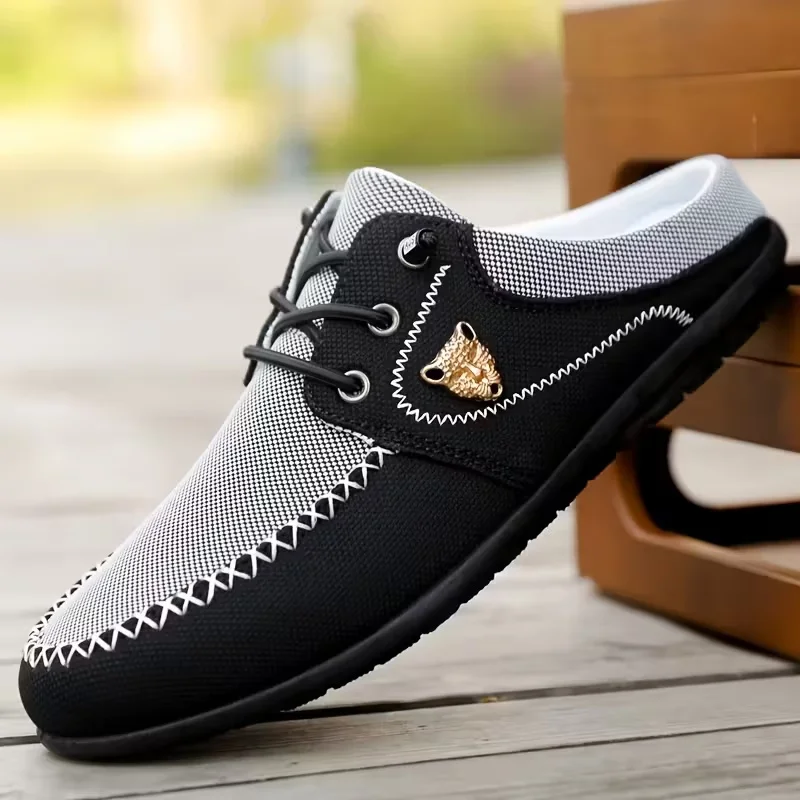 Lässige, atmungsaktive Mesh-Slip-On-Herrenschuhe ohne Absatz, Slip-On-Clogs, leichte, vielseitige Sommersandalen für den Außenbereich, bequeme Freizeit-Pantoletten mit weicher Sohle – Detail 9