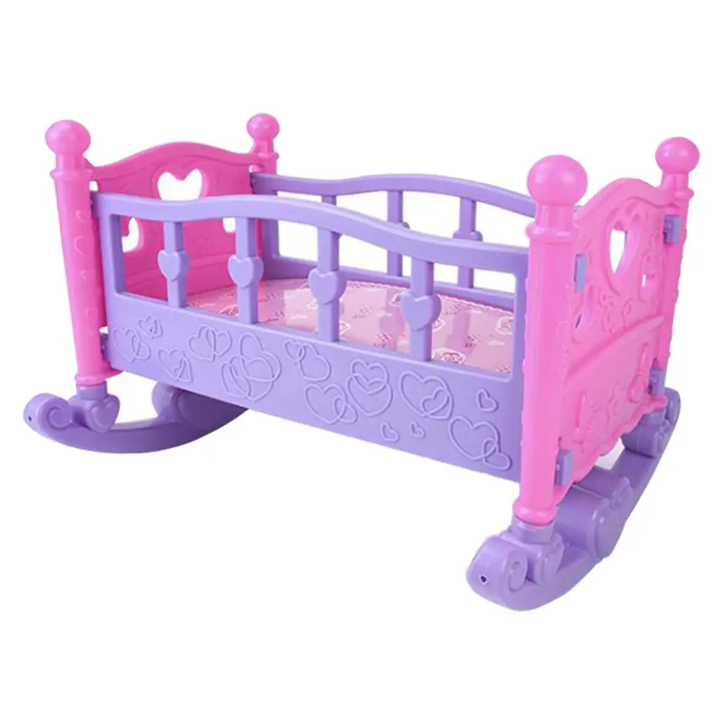 Baby Doll Rocking Bed Toy Infant Carriage Nursery Toy Gift Role Play Age 3+