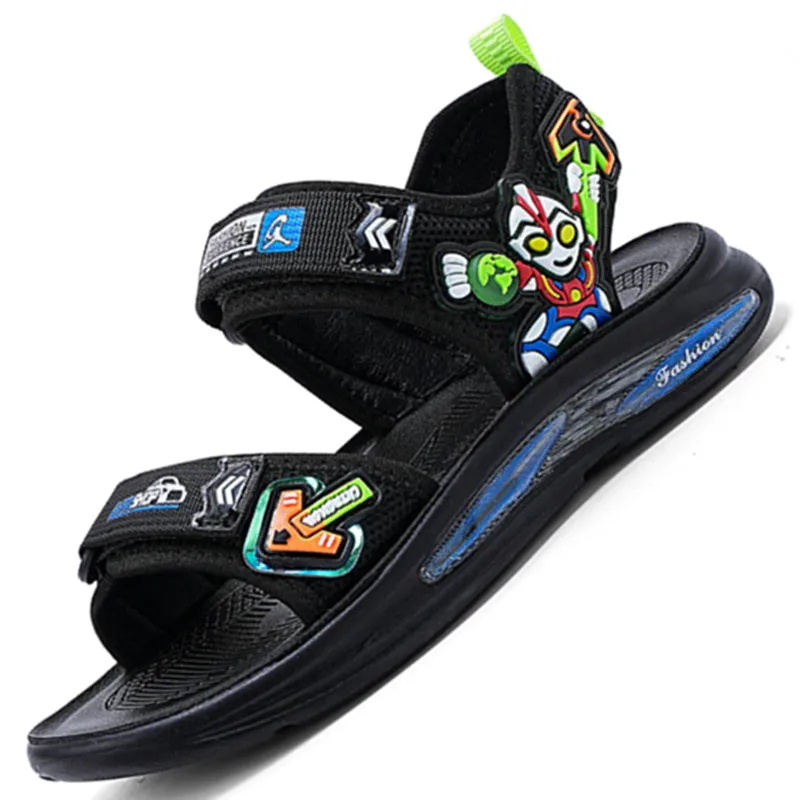 Summer Children Sandals Boys Girls Beach Shoes Non-Slip Rubber Sole Kids Casual Sandals Hook&Loop Breathable 2023 New