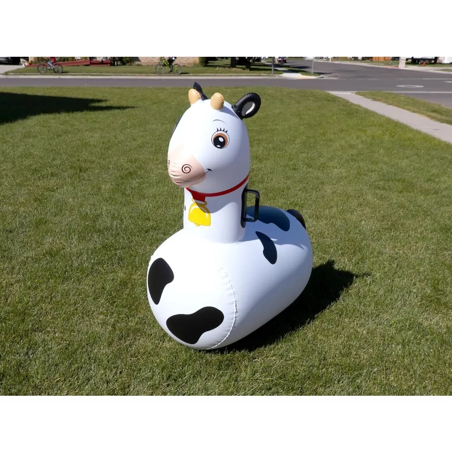 ของเล่นเป่าลมรูปวัวกระโดด Hearthsong Hop N Go สำหรับเด็กอายุ 5 ปีขึ้นไป - ของเล่นกระโดดขี่ได้รูปสัตว์สำหรับเล่นกลางแจ้ง