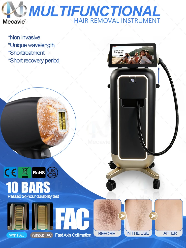 4‑wavelength diode laser device,5000W755/808/830/940/1064 nm,for painless hair removal and skin care.