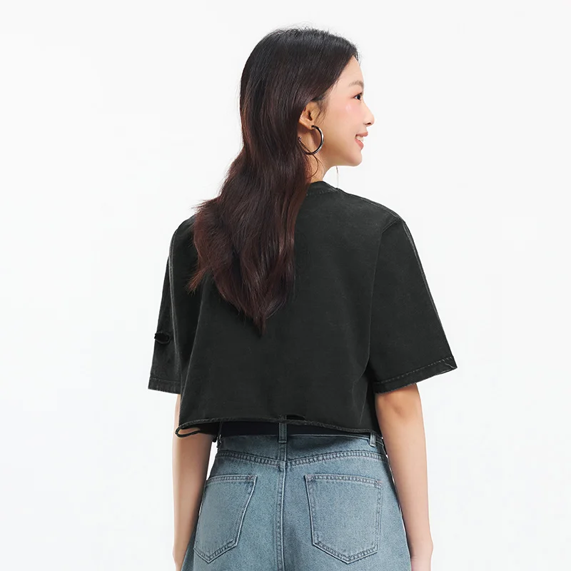 Semir streetwear 반팔 티셔츠 여성 루즈 피트 악세사리 2025 여름 새로운 그래픽 프린트 레트로 탑