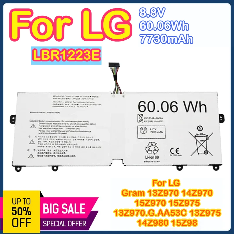 

LBR1223E 60.06Wh Laptop Battery For LG Gram 13Z970 14Z970 15Z970 15Z975 13Z970.G.AA53C 13Z975 14Z980 15Z98