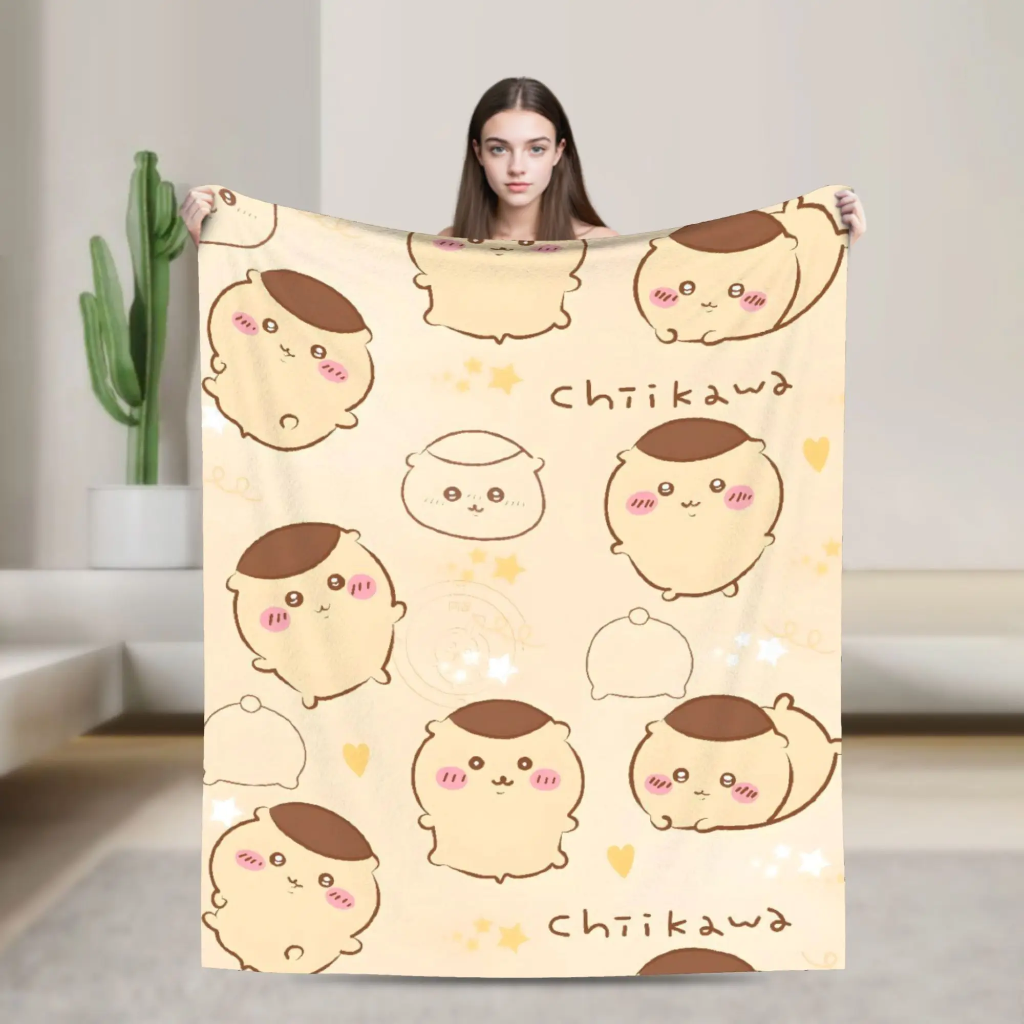Cute Kawaii C-ChiikawaS Cartoon Movie Blanket  Super Soft Chair Sofa Bed Travel Office Flannel Bedspread Bed Cover