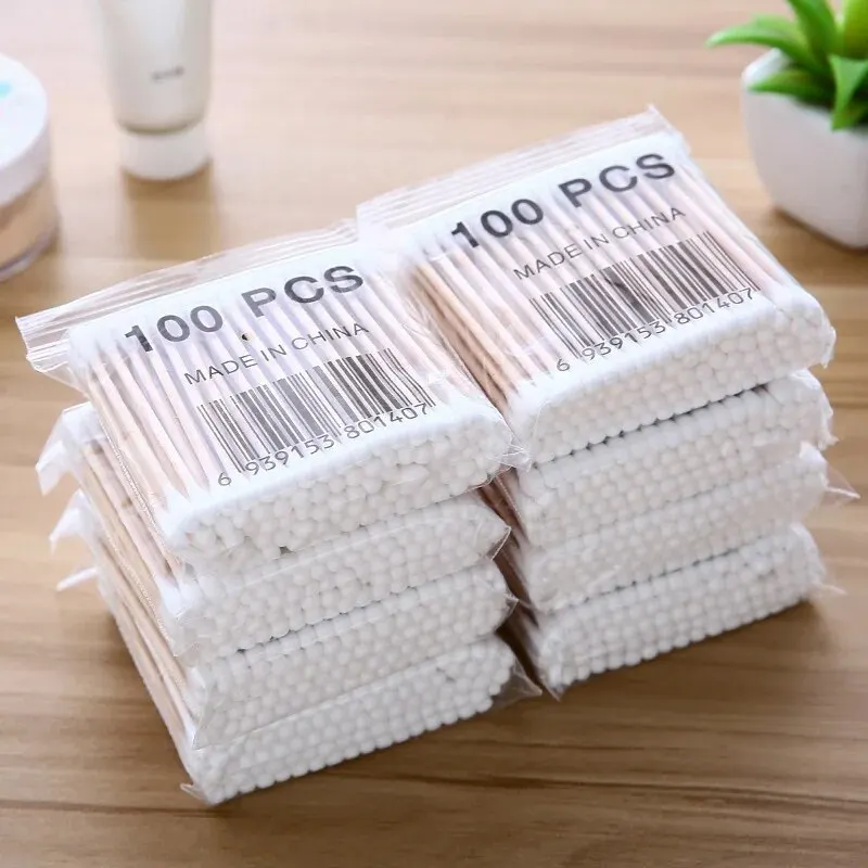 500Pcs Double Head Cotton Swab Makeup Cotton Buds Household Makeup Removal Ear Digging Hygiene Cleaning Disposable Cotton Swabs