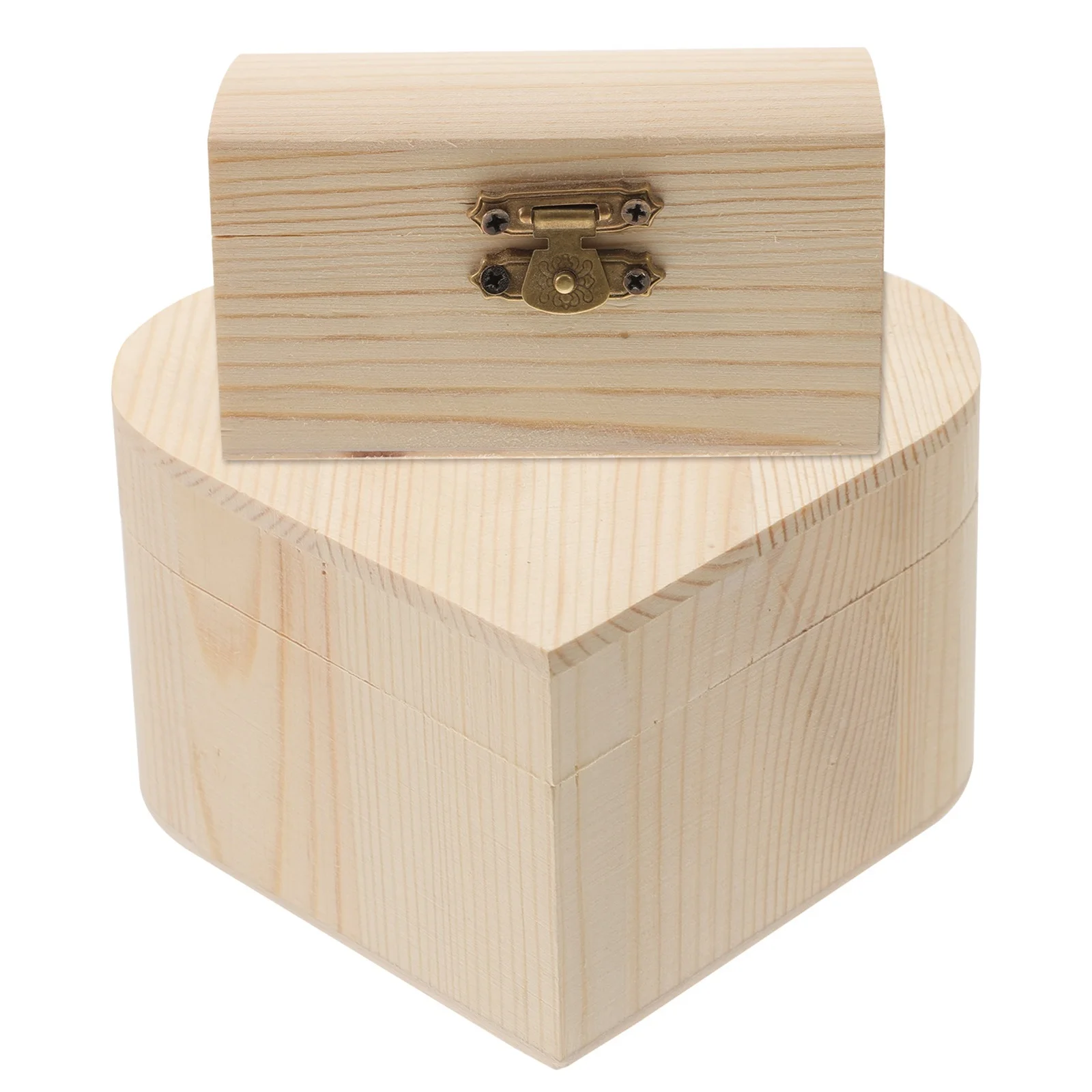 

2pcs Blank Wooden Storage Diy Craft Unfinished Wooden Box For Jewelry Storage Decorative Box With Hand Craft Material