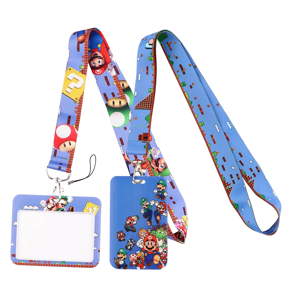 YL231 Cartoons Game Print Keychain Ribbon Lanyards for Keys ID Card Phone Straps Hanging Rope Lariat Students Badge Holder