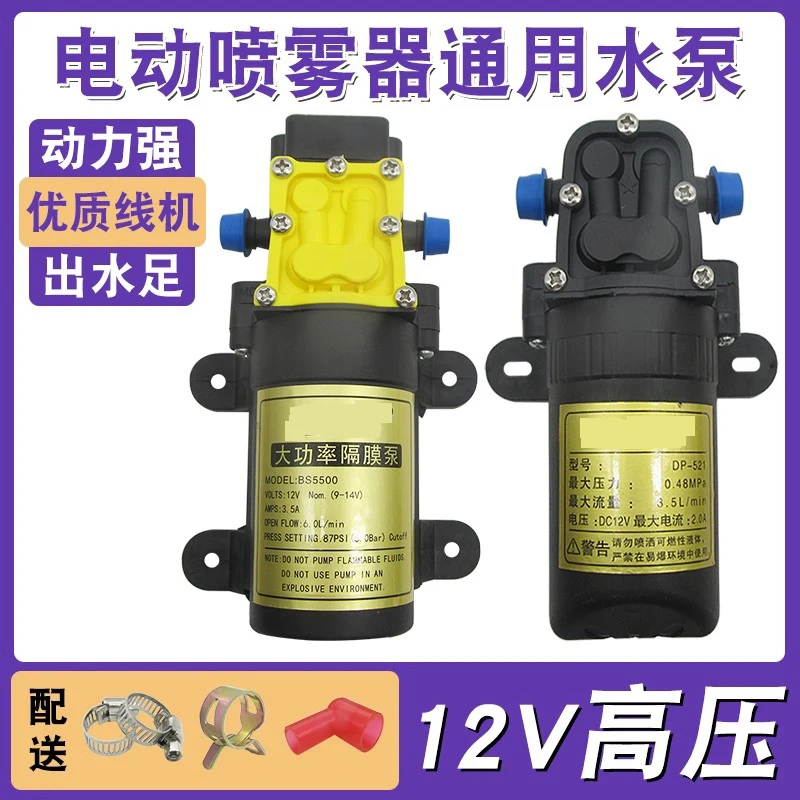 Agricultural electric spray water pump 12V motor DC pesticide applicator accessories high-power self-priming pump