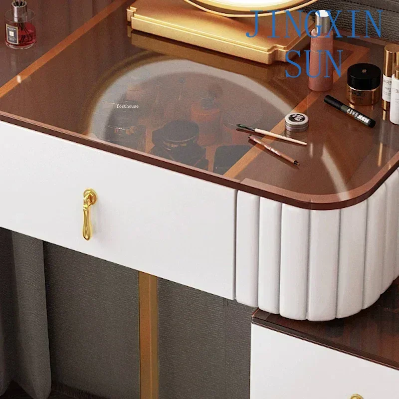 Bedroom Furniture Dressing Table With Mirror Modern Glass Countertop Vanity Table Creative Upscale Women's Dressing Table
