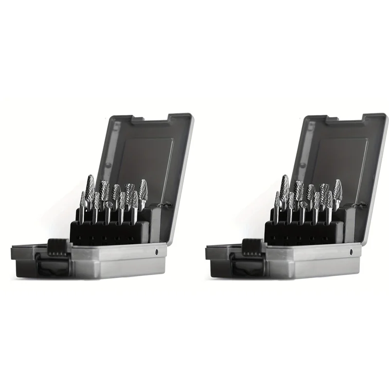 AT19-2 Set 1/4 Carbide Burr Kit 1/4 Shank Die Grinding Bit Drill Bit For Metal Rotary Tool File Welding Wood Stone Deburring