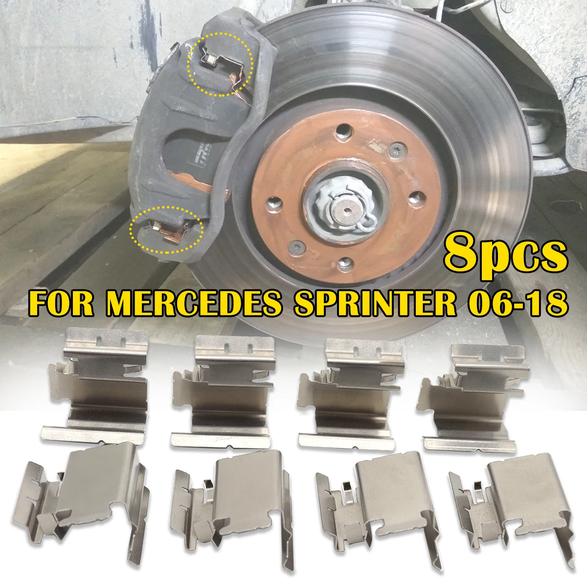 

Car Front Rear Left Right Brake Pad Fitting Shoe Hardware Shims Repair Kit Replacement FOR MERCEDES SPRINTER 2006 2007 2008-2018