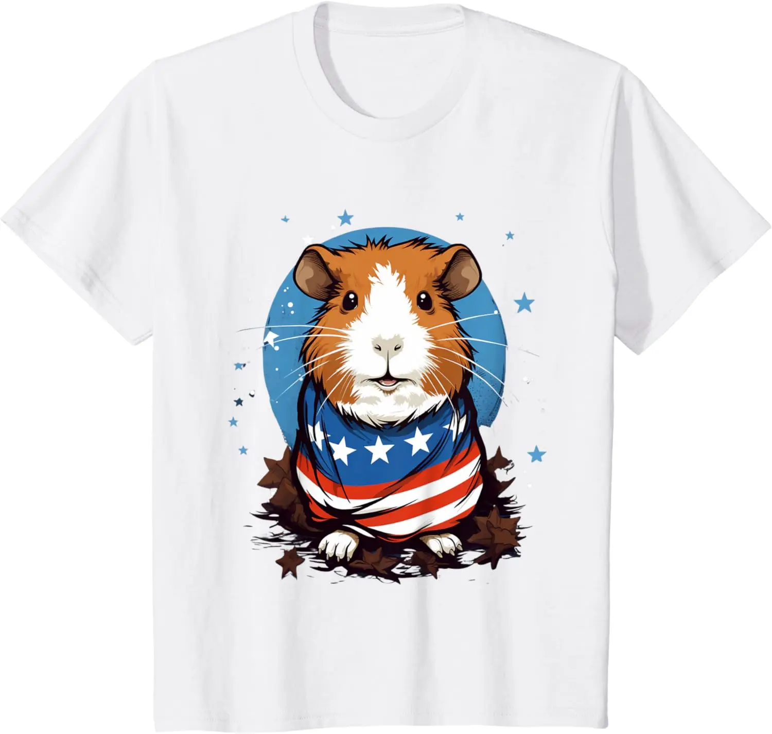 Guinea Pig Patriot USA Flag Whiskers Paws T-Shirt for Men Women Graphic T Shirts Streetwear Fashionable Short Sleeve