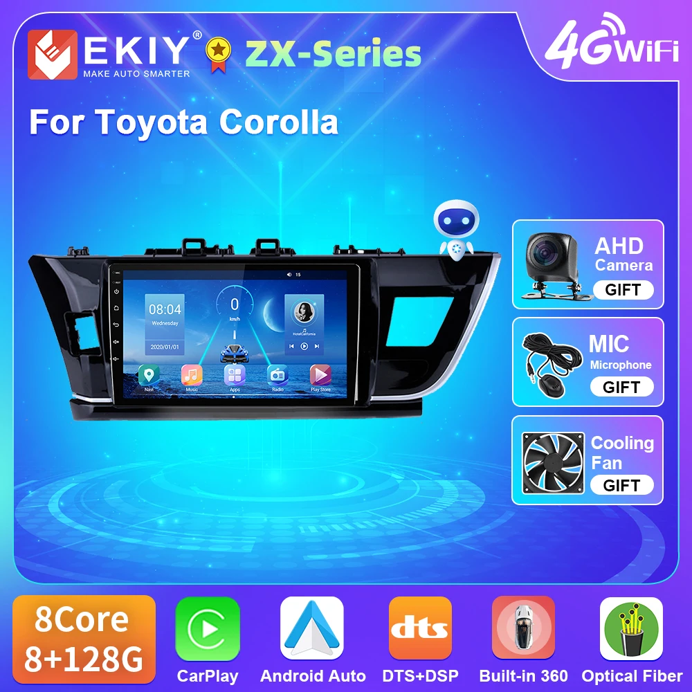 

EKIY Android 10 для Toyota Corolla LHD/RHD ручной привод 2014-2017 автомобильное радио 4G WIFI BT DSP плеер GPS навигация без DVD 2 Din