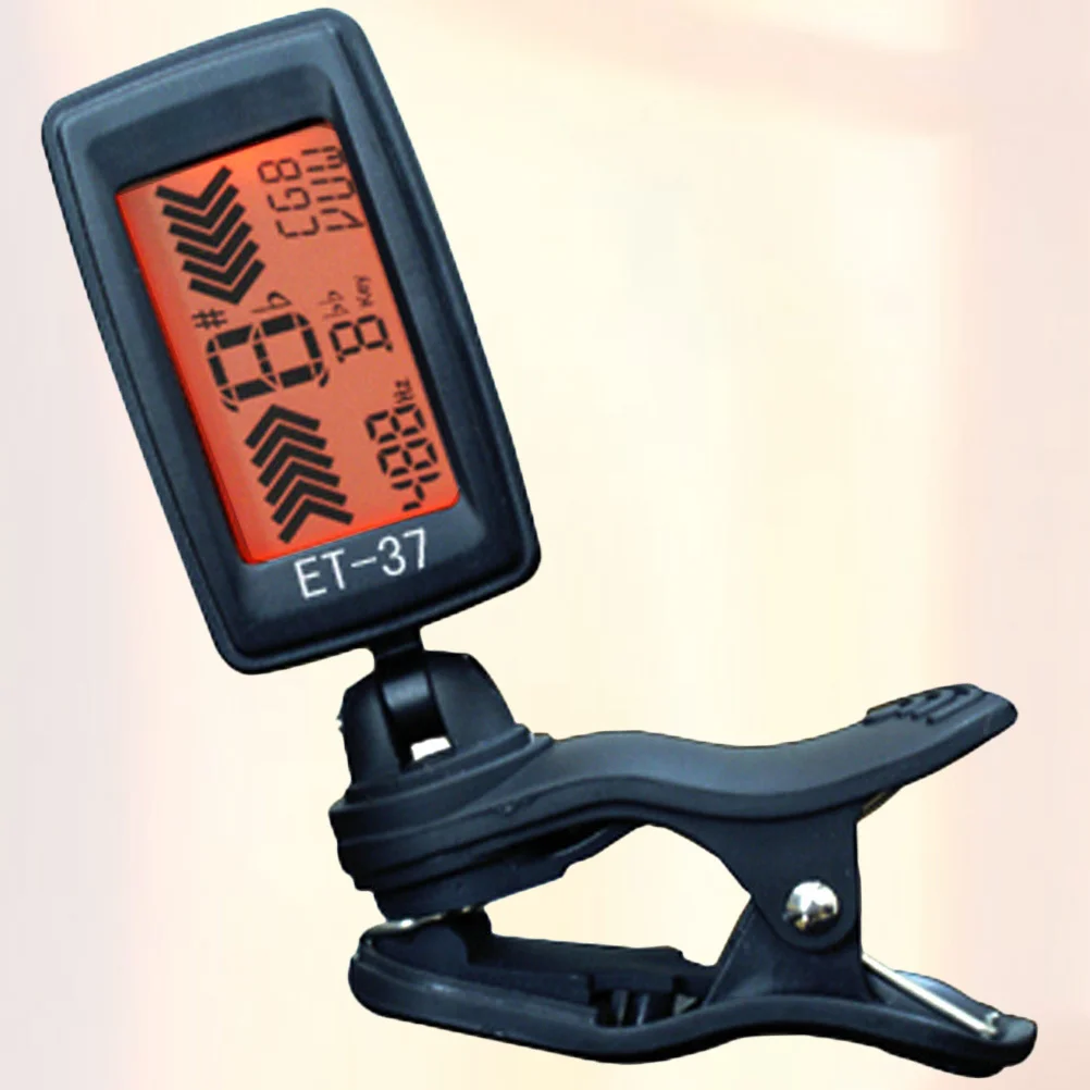 1pc ギターチューナー Et-37 ブラックデジタルディスプレイウクレレピッチカト楽器用精密撥弦楽器オルガンストップ