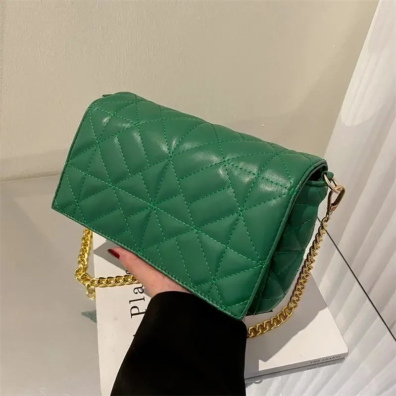 2023 Chain Bag Quilted Shoulder Bag for Women PU Leather Underarm bag design Handbag  Fashion Diamond pattern Square Bag