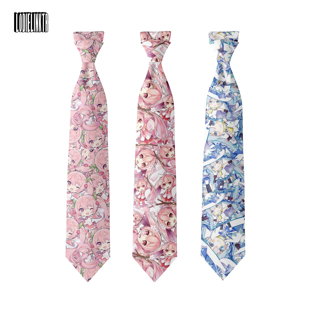 

Japanese Cartoon Girl Printed Tie Two-Dimensional Cosplay Accessories 8cm Wide Men&Women Party Wedding Gift Suit Narrow Neckties