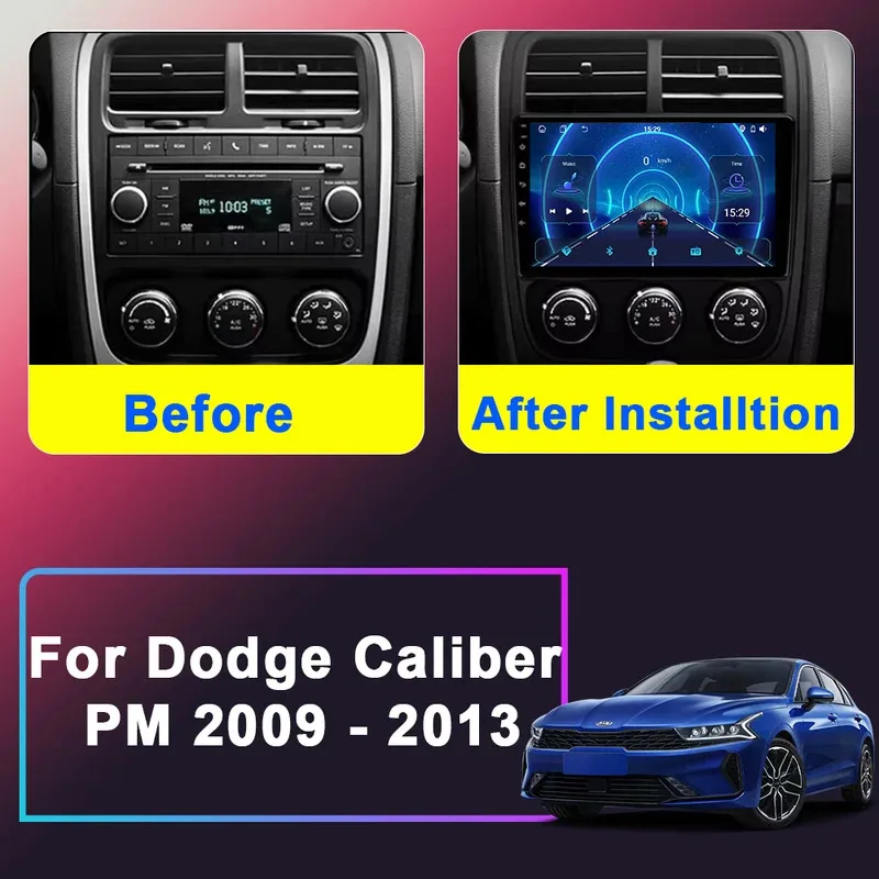 Android 15 Auto Radio For Dodge Caliber PM 2009 - 2013 Head Unit Car Multimedia Video Player Stereo GPS Navigation No 2din dvd
