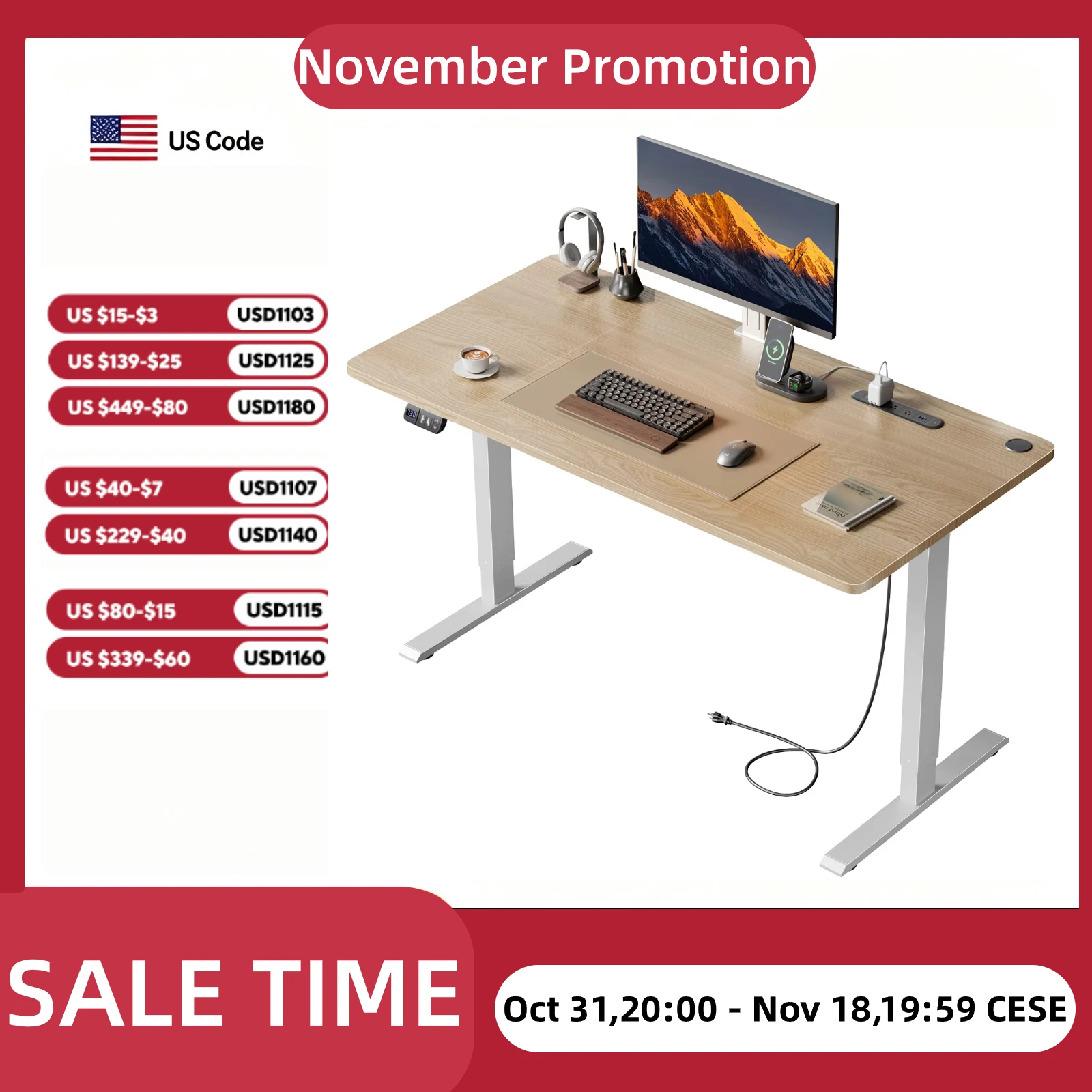 Home Office Work Table - NEBMAAX Desk Height Adjustable Electric Standing