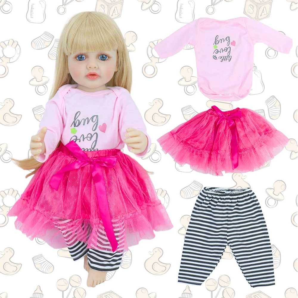 22 zoll Baby Puppe Kleid Overall Haarband Outfit Kleidung Anzug für 55 cm Reborn Mädchen Puppe Zubehör Spielzeug DiY Weihnachten geschenke