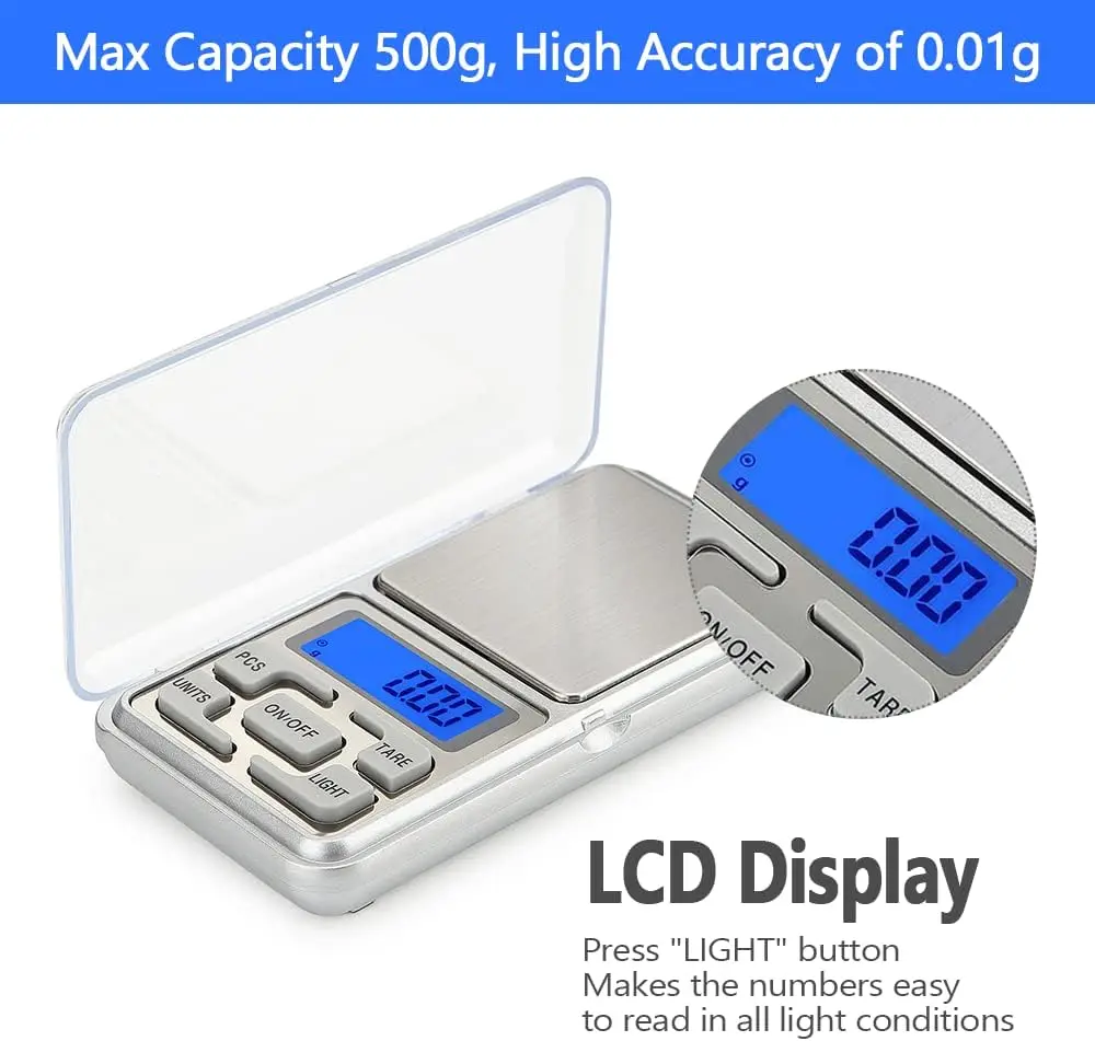 Jewelry Scales Weight Diamond Balance Kitchen Weighing Digital Pocket Mini Scale Bathroom 0.01g 500g