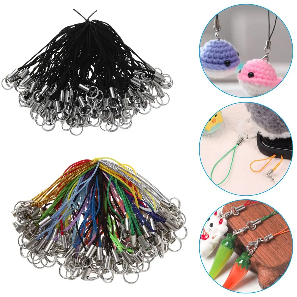 100Pcs Key Ring DIY Wire Cord Toys Pendant Clips Jewelry Lanyard Mobile Phone With Craft Pendant DIY Handmade Materials