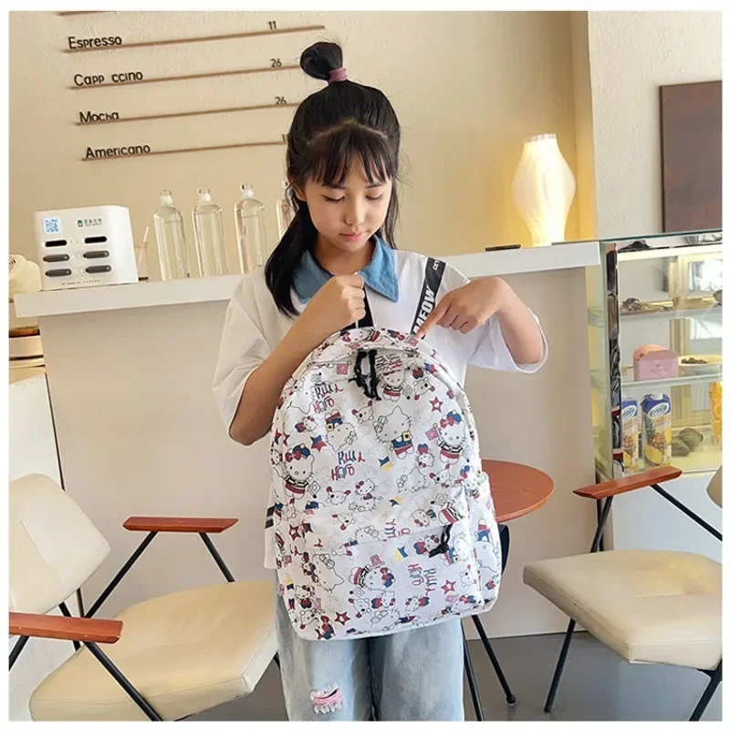 Hello Kitty Lovable Backapck Trendy Rucksack Kawaii High Capacity Light Backpack Girl School Bag Woman Cute KT Cat School Bag