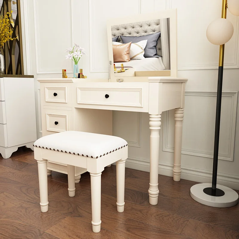 

solid wood flip dresser bedroom modern simple white makeup table storage small apartment furniture