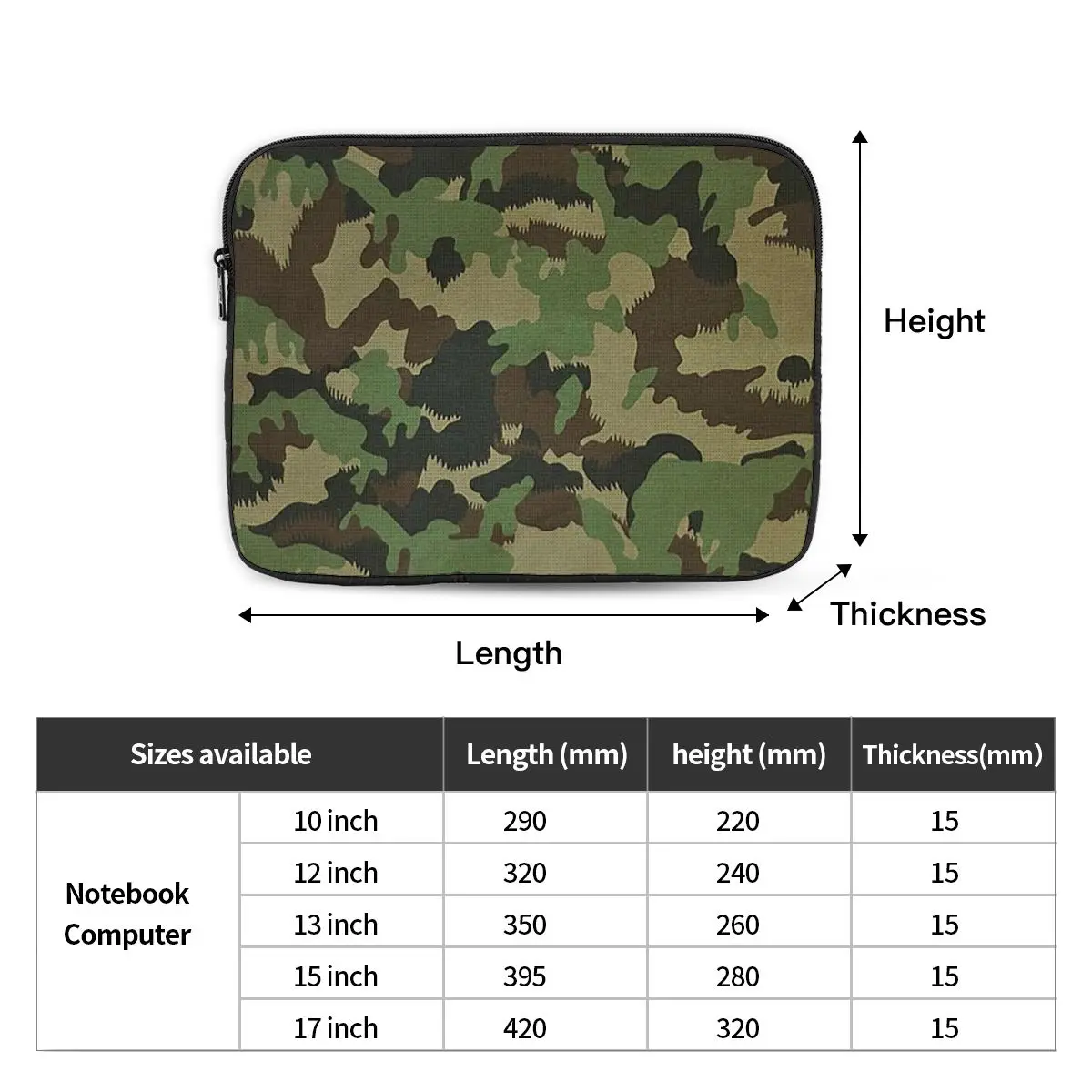 Gear Army Camouflage Notebook Laptop Bag Case Pouch 10 12 13 15 17 Inch For Macbook Air Pro Tablet Shockproof Case Bag