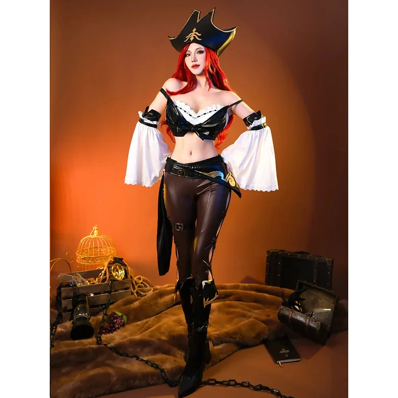 ROLECOS LOL Miss Fortune Cosplay Costume Game LOL The Bounty Hunter Miss Fortune Outfit Halloween Women Suit Champion Skin